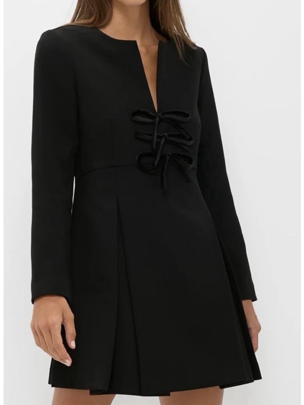 Tuckernuck Black Blair Bow Coat Dress Size M Lined Long Sleeve A-Line New